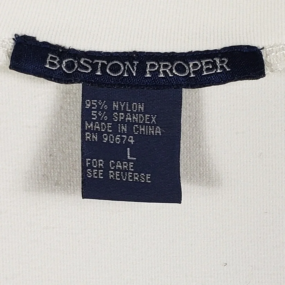 Boston Proper Womens Shift Dress Lg Ivory Square Neck Sleeveless‎ Stretch Office